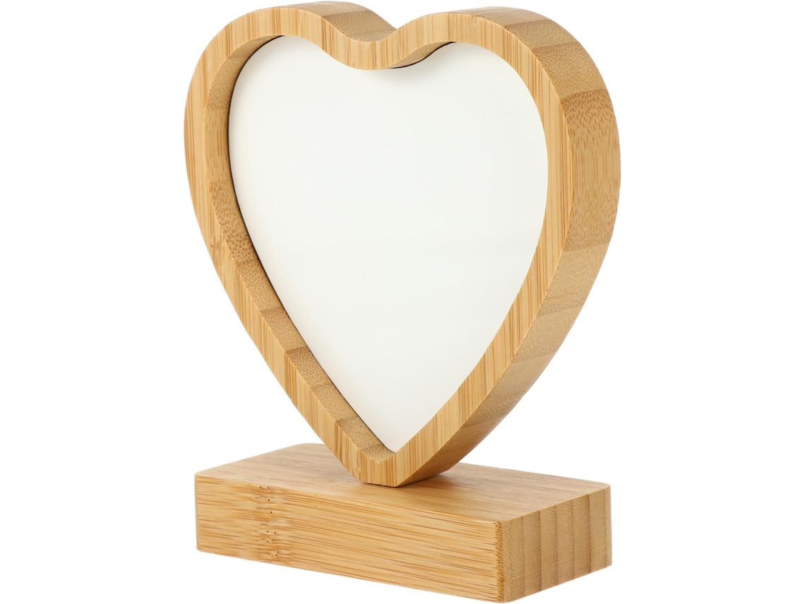Marco Fotos Magnético Bambú Forma Corazón Portafotos Multifuncional Estilo Resistente Elegante Decoración
