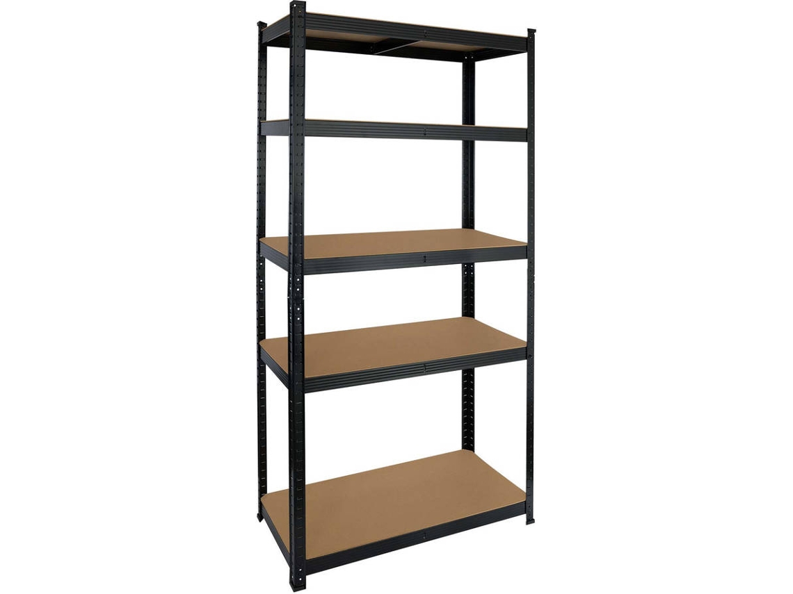 Estantería GH91 GARDEN HOUSE GARAGE 91 75880 (Negro y Marrón - Acero Galvanizado y MDF - 90x40x180 cm)