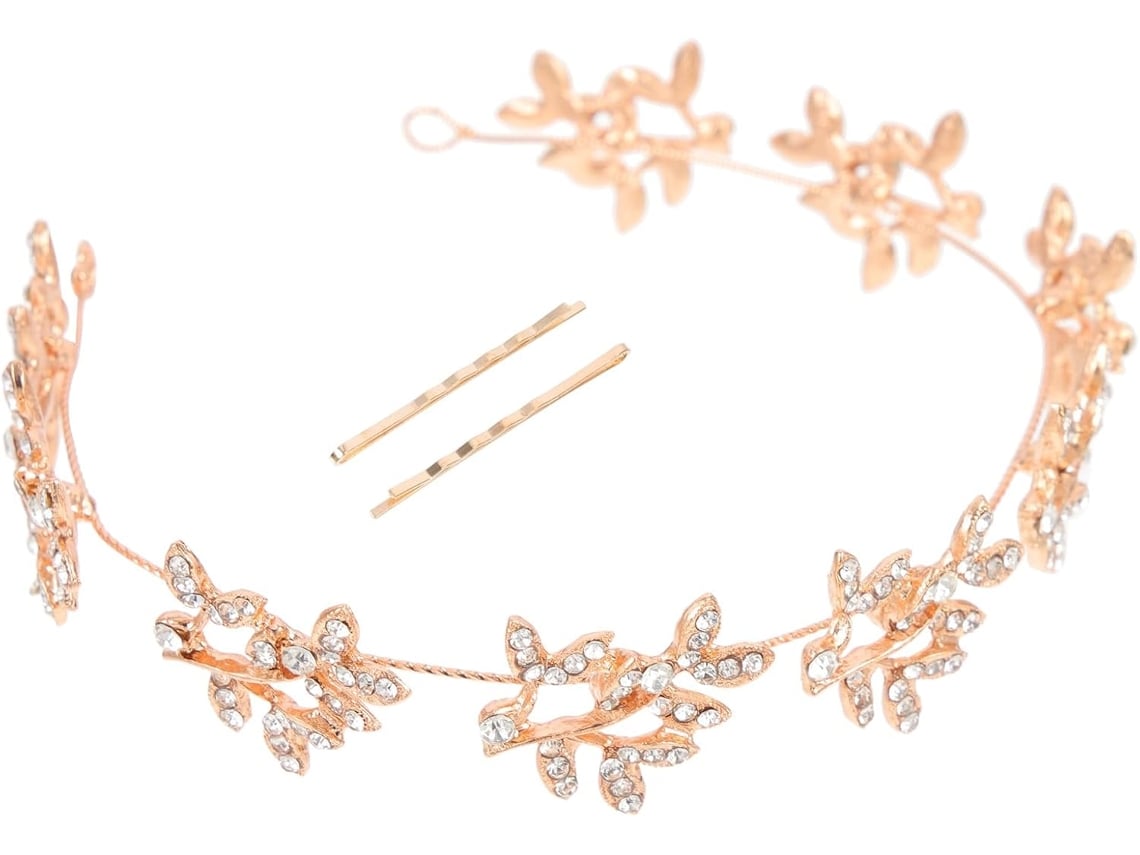 Tiara Feminina Em Liga Dourada Adornada Com Strass E Pérolas.