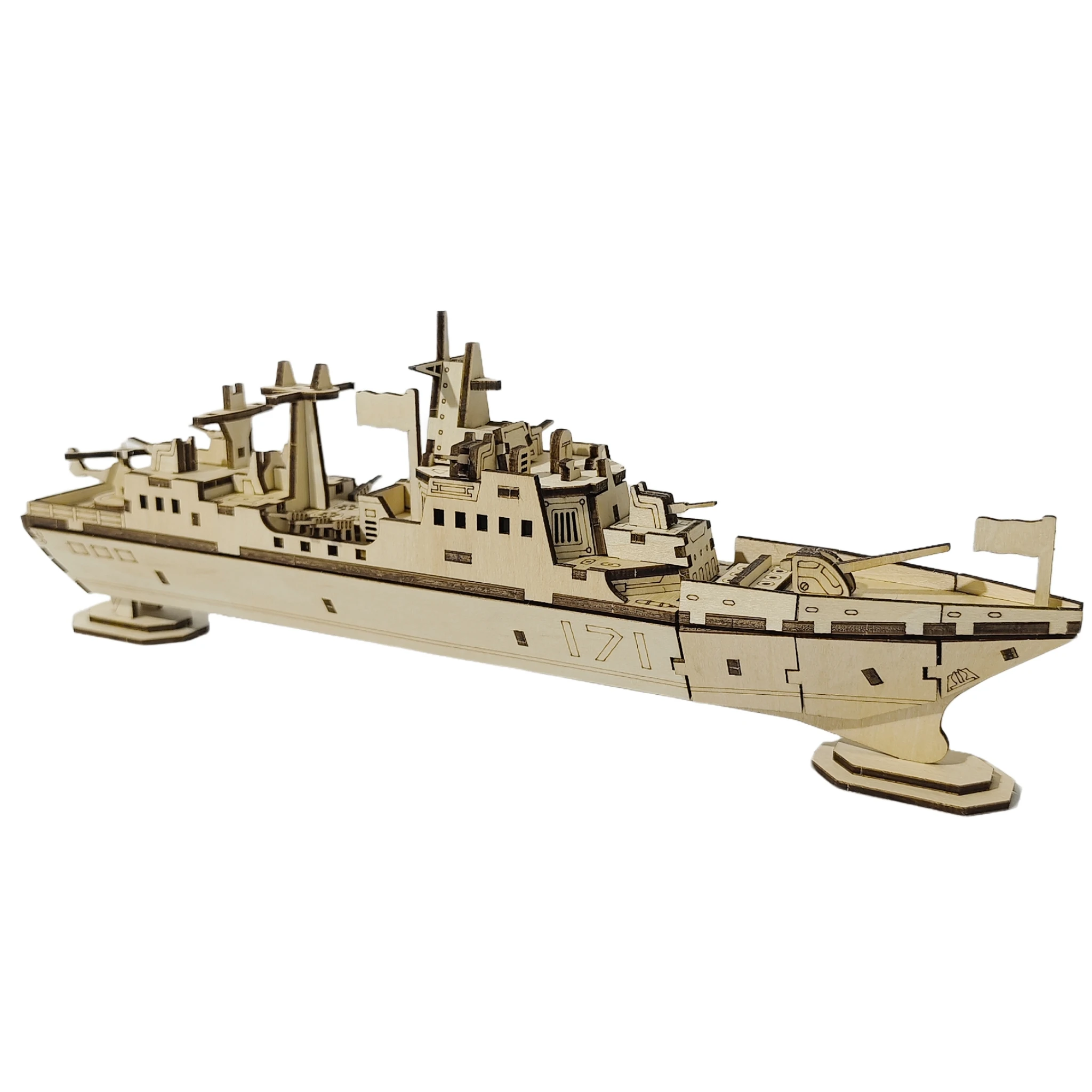 Modelo De Ensamblaje De Buque De Guerra De Juguete De Madera Diy Con Rompecabezas 3d, Un Regalo De Cumpleaños, Halloween Y Navidad.