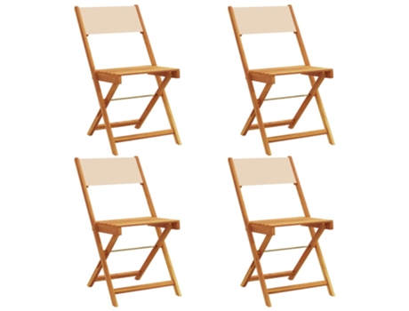 Conjunto 4 Silla De Jardín VIDAXL Beige Madera