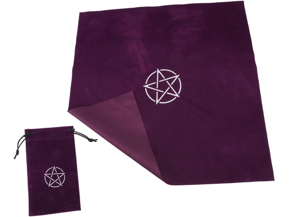 Resistente 50x50 Cm Oficina, Mantel De Tarot En Tela Morada Con Diseño Pentagrama - Accesorio