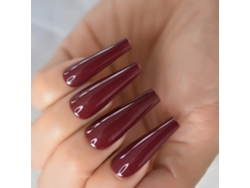 Uñas Falsas De Color Rojo Burdeos Largas De Diseño Cofin Con Forma Curva Hechas De Abs Ecológico Para Arte De Uñas