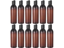 De 12 Frascos Vazios De 250ml Para Loção E Xampu, Em Plástico Marrom Macio Com Tampa.