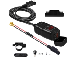 Cargador De Batería Para Coche Qc3.0 Usb Tipo-c Resistente Al Agua Con Voltímetro (rojo)