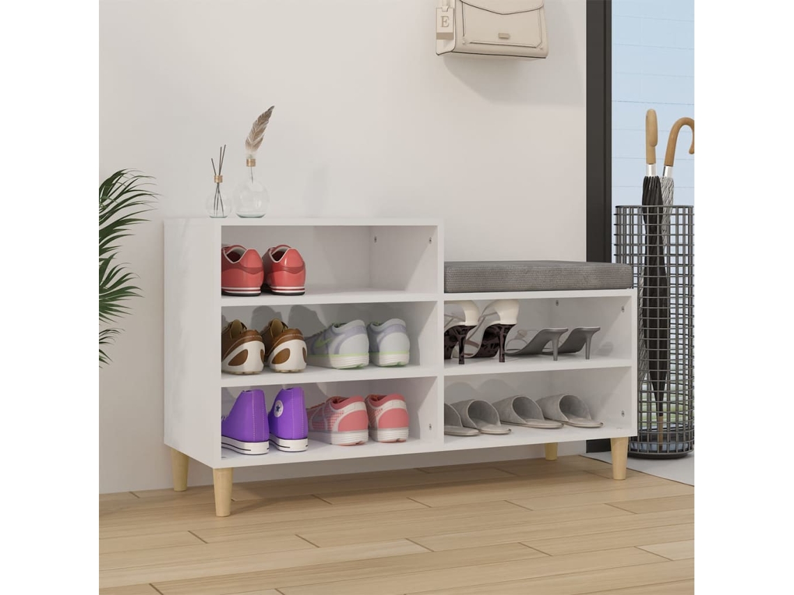 Zapatero Organizador en Derivados de Madera Blanco Brillante 102X36X60 Cm