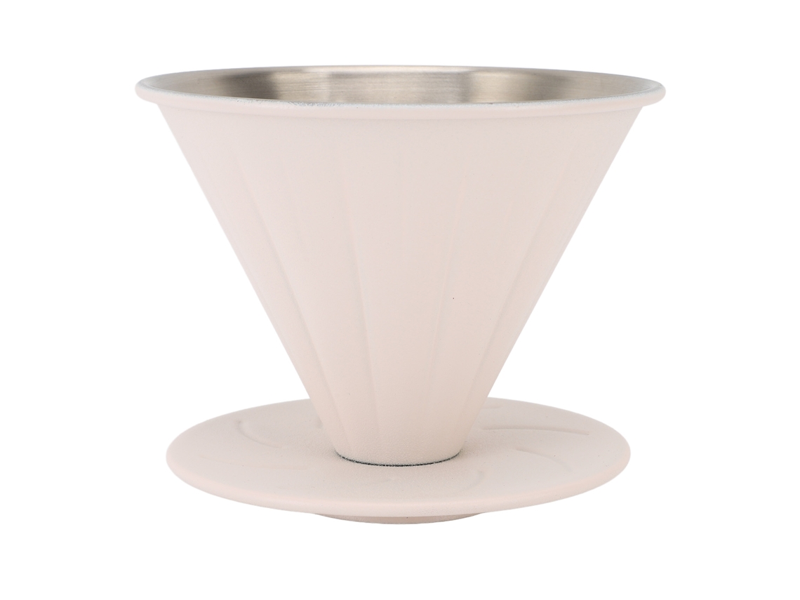 Cafetera De Goteo Reutilizable De Acero Inoxidable 304 Con Filtro Cónico Para 1-2 Tazas, Color Beige S