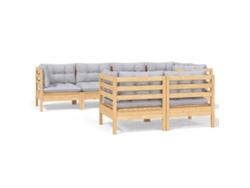 Maison Exclusive - Juego De Muebles De Jardín 6 Pzas Y Cojines Madera Maciza Pino
