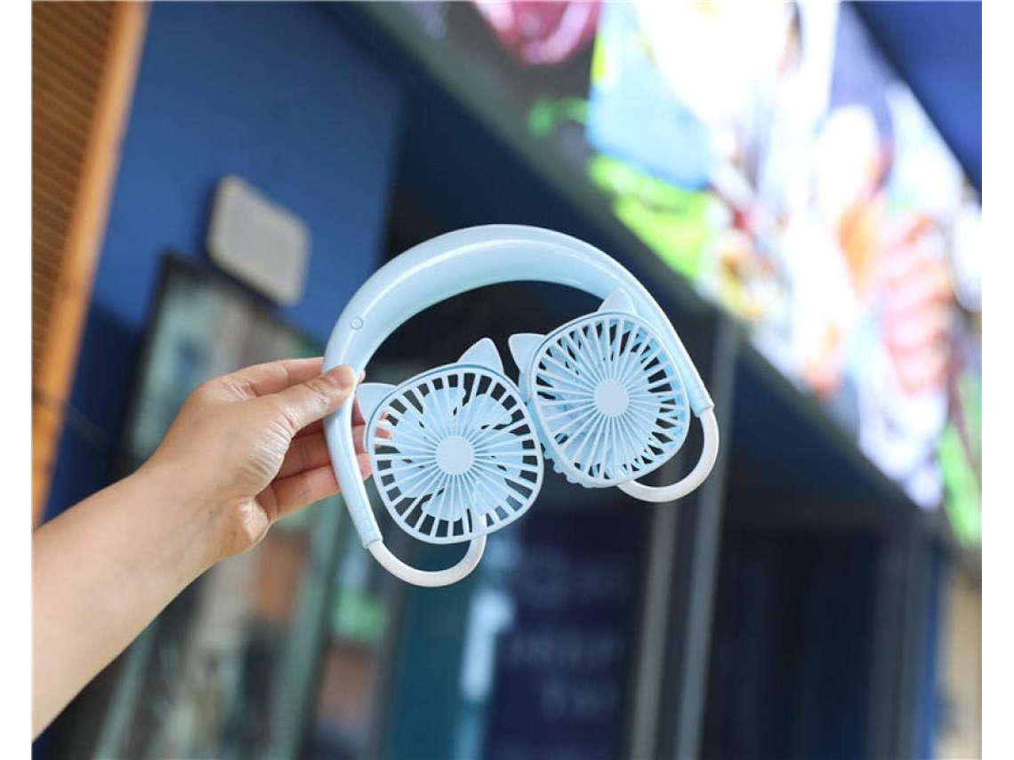 Ventilador De Cuello Colgante Ventilador Usb Pequeño Y Creativo Con Diseño Dibujos Animados Refrigeración Para