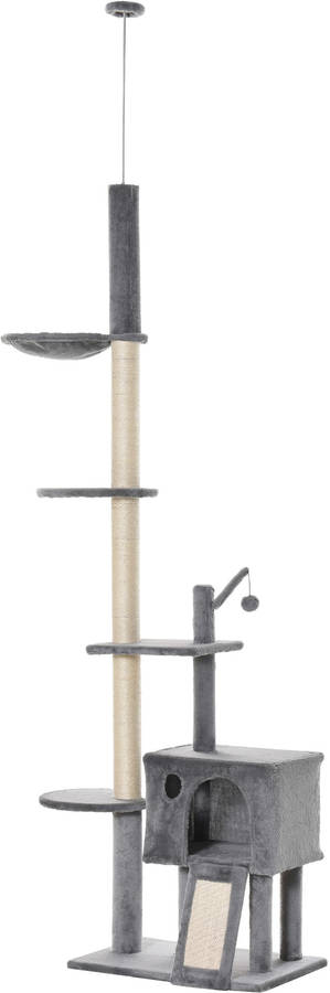 Árbol Rascador Para altura ajustable 238270 cm torre fijar techo con hamaca cueva rampa de juego 60x40x270 gatoss d30356gy