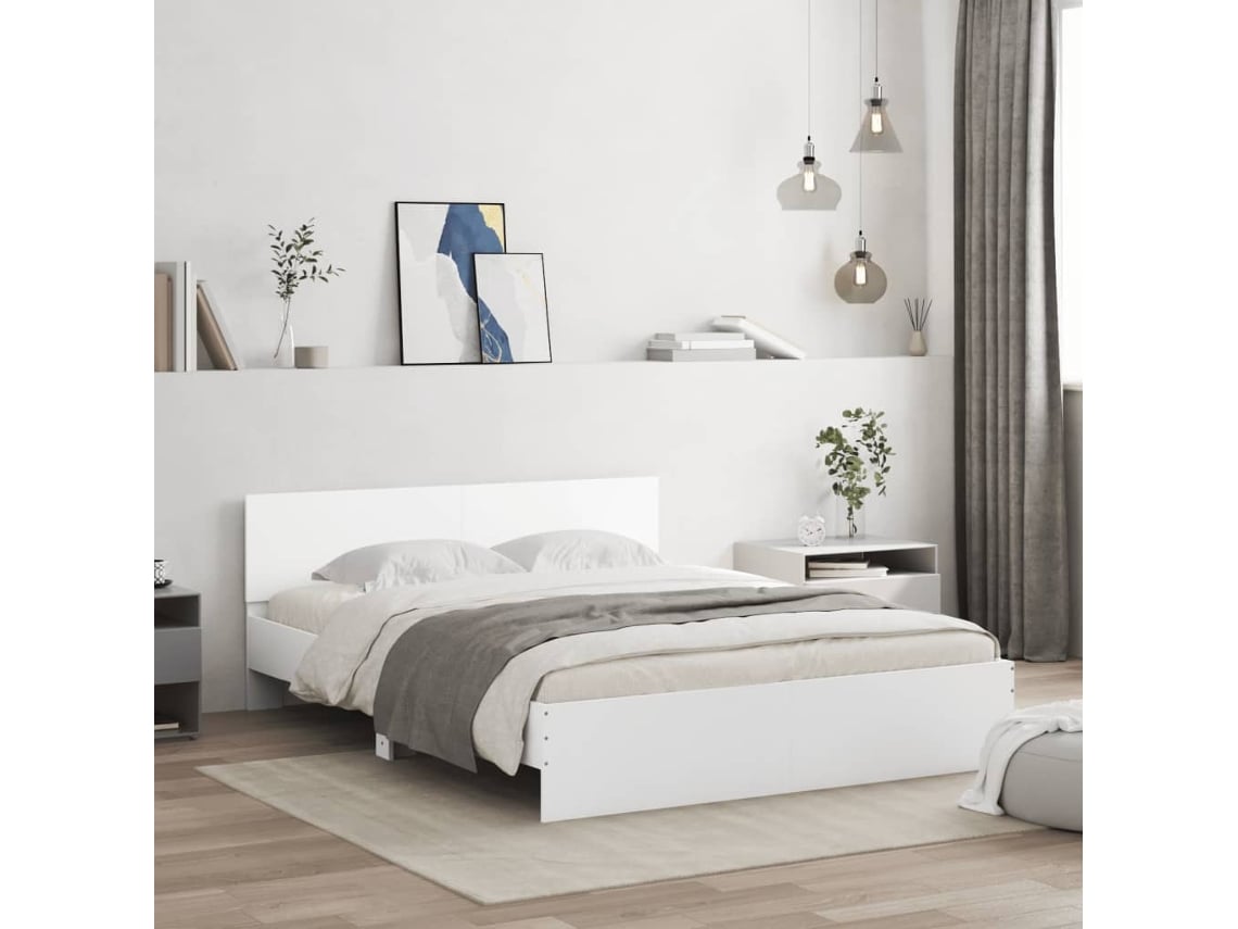 Estructura De Cama Sin Colchón Blanco 140x190 Cm