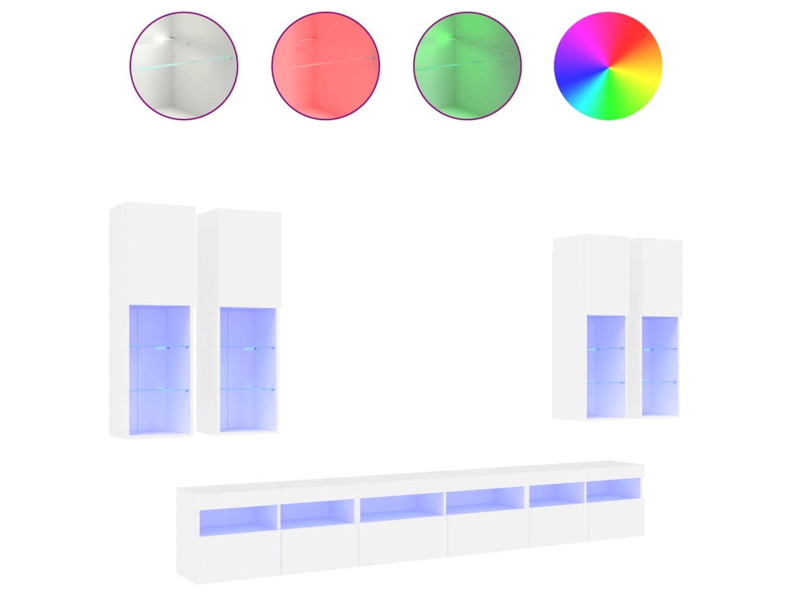 Maison Exclusive - Mueble De Pared De Tv Con Luces Led 7 Piezas Blanco