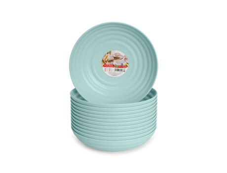 Juego de 12 Platos Semi Hondos 19 cm Reutilizables. Ideal Fiestas. Verde PLASTIC FORTE