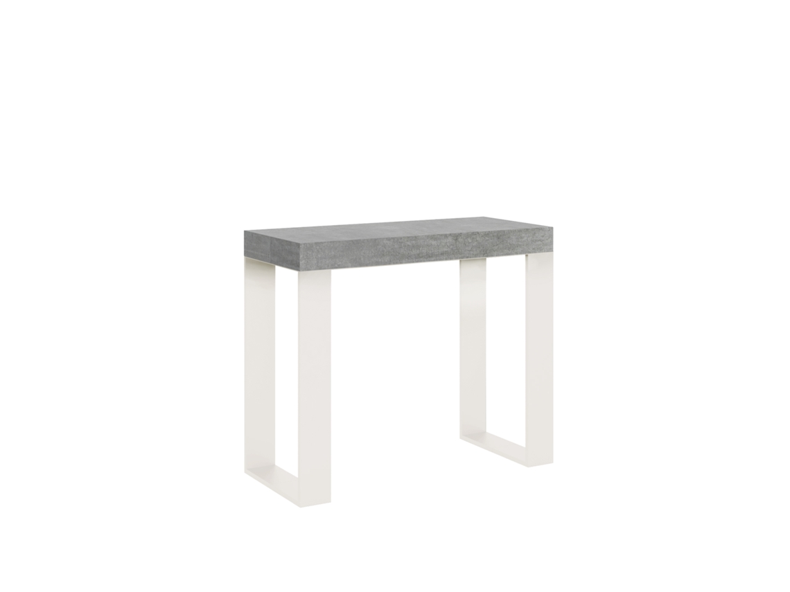 Consola extensible 90x40/196 cm Tecno Small Cemento estructura Blanca