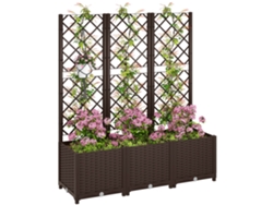 Maceta de plástico con enrejado para plantas trepadoras, con drenaje, 120x40x135 cm, marrón.