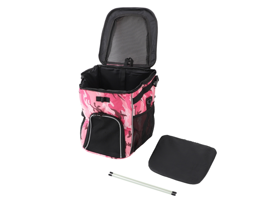 Cesta Para Bicicleta Para Perros, Impermeable, Transpirable, Extraíble, Mochila Para Exteriores, Camuflaje Rosa (rojo)