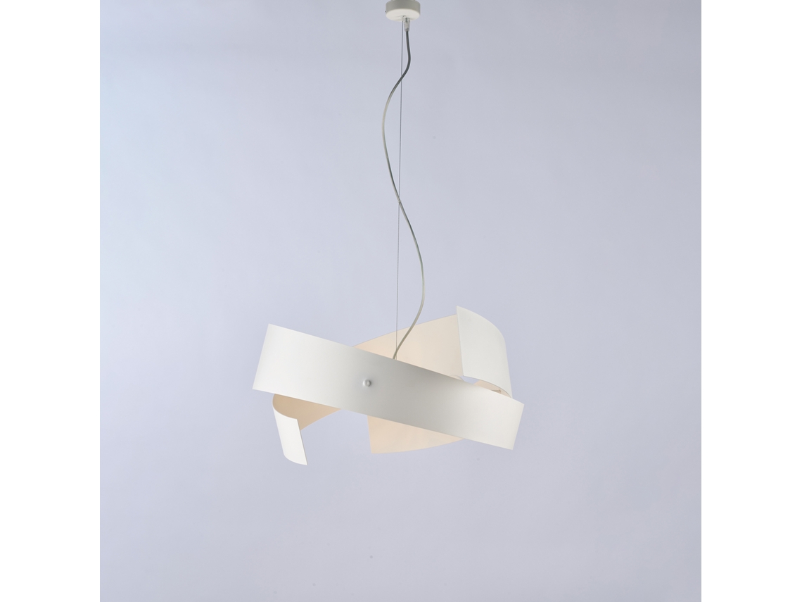 Lámpara de suspensión Elisa en hierro lacado blanco cortado a láser con cable de acero orientable 3 luces 128 Ø57 Bl226 3 Bco Belight
