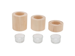 Baok - 3 piezas de portavelas de madera (bajo, mediano y alto), portavelas sencillo para sala de estar, oficina, estudio y dormitorio.