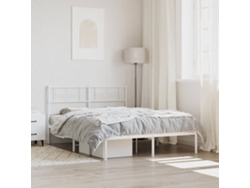 Estructura Cama Sin Colchón Con Cabecero Metal Blanco 140x190cm