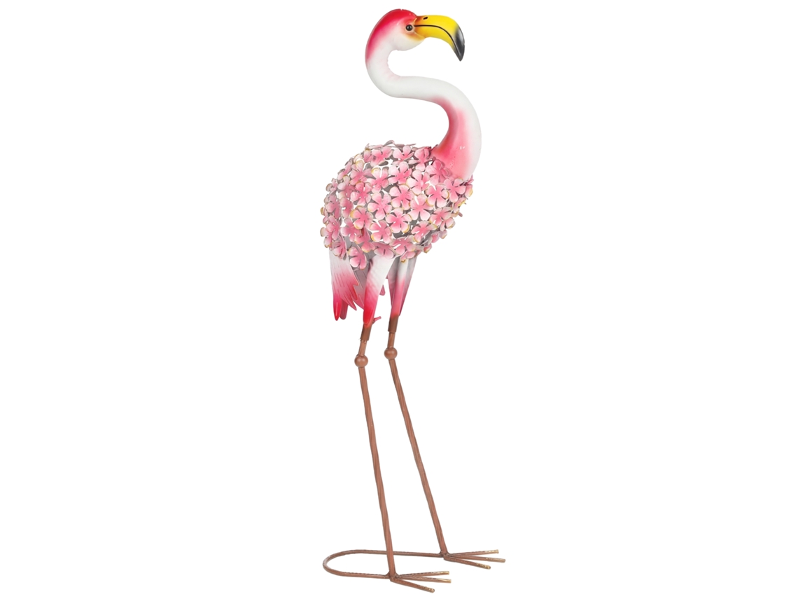 Estatua de flamenco rosa para jardín, escultura de pájaro de metal, 28x19x83 cm, roja. PMM CAPITALI