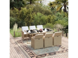 Juego de comedor de jardín de 7 piezas con cojines de mimbre beige de DKD Home Decor