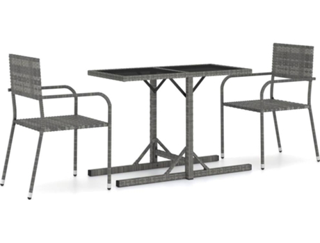 Conjunto 3 de comedor para jardín VIDAXL gris