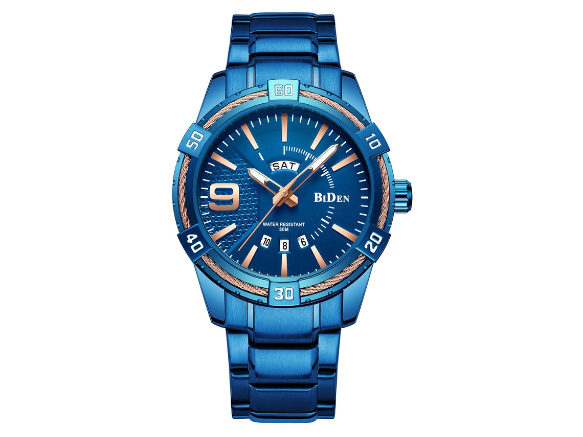 Reloj De Pulsera Biden Para Hombre, Moderno, Resistente Al Agua, De Cuarzo, De Acero Inoxidable.