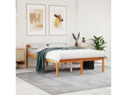 Cama Para Mayores Madera Maciza De Pino Marrón Cera 135x190 Cm