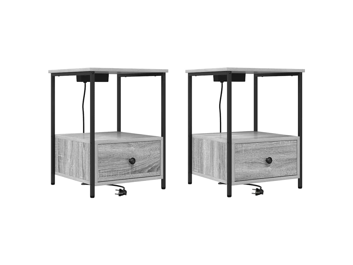 Maison Exclusive - Armario De Noche Con Cajón 2 Pcs Gris Sonoma 42 X 41 X 56 Cm