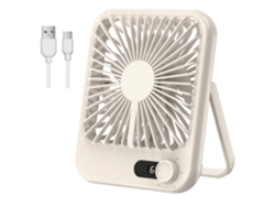 Ventilador De Escritorio Pequeño Usb Portátil Con Pantalla Lcd Para Oficina Hogar Beige Gertiz