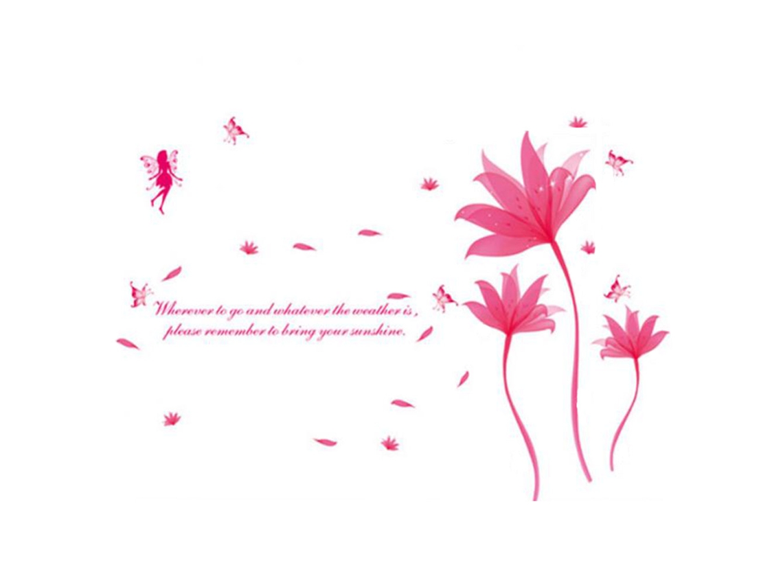 Adhesivo De Pared De Vinilo Rosa Con Estampado Floral, Removible, Decorativo Para Sala De Estar, Dormitorio Y Habitación Infantil.