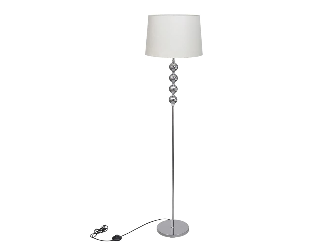 Lámpara Luminaria de Pie Soporte Alto con Pantalla y 4 Bolas Blanco