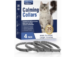 Colar Relaxante Para Gatos Inovarea (4 Unidades), Anti-estrés, Efeito De 30 Dias, Resistente À Água, Componentes Naturais, Ajustável.