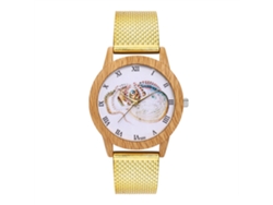 Reloj De Pulsera Unisex De Cuarzo Informal Con Esfera Redonda Y Correa De Silicona Dorada.