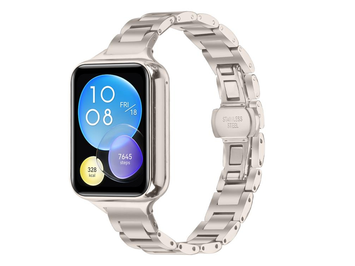 Bracelete Para Redmi Watch 6 / 5 / 4 - Aço Inoxidável Fino - Fecho Borboleta Starlight