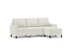 Maison Exclusive - Sofá De 3 Plazas Con Taburete De Terciopelo Crema 180 Cm