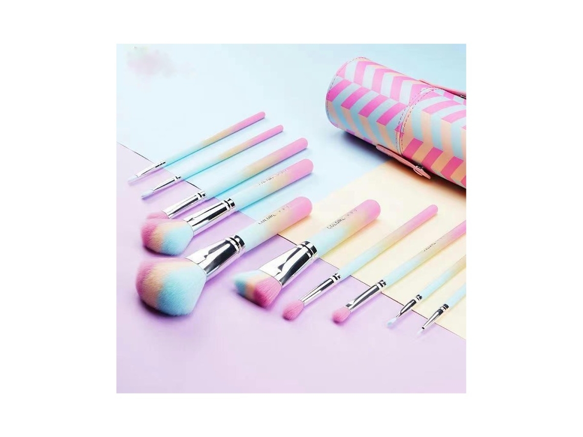 Juego de 10 brochas para sombra de ojos, herramientas de belleza, brocha de maquillaje de viaje, brochas empaquetadas en barril LUUCOZK