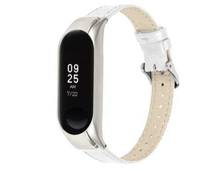Correa de piel auténtica ajustable para Xiaomi Mi Band 7 - blanco