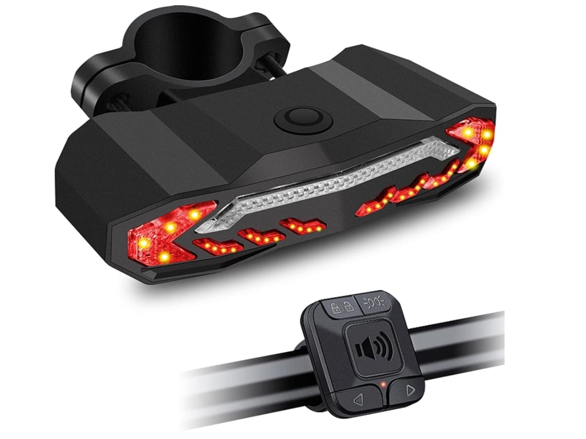 Luz trasera de bicicleta con control remoto Luz trasera de alarma de bicicleta antirrobo con señales de giro y luz de freno automática Pr-Black ENZONS