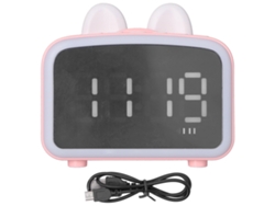 Relógio Digital Cartoon Com Alto-falante Bluetooth, Despertador, Rádio Fm, Multifuncional Rosa Para Quarto Escritório