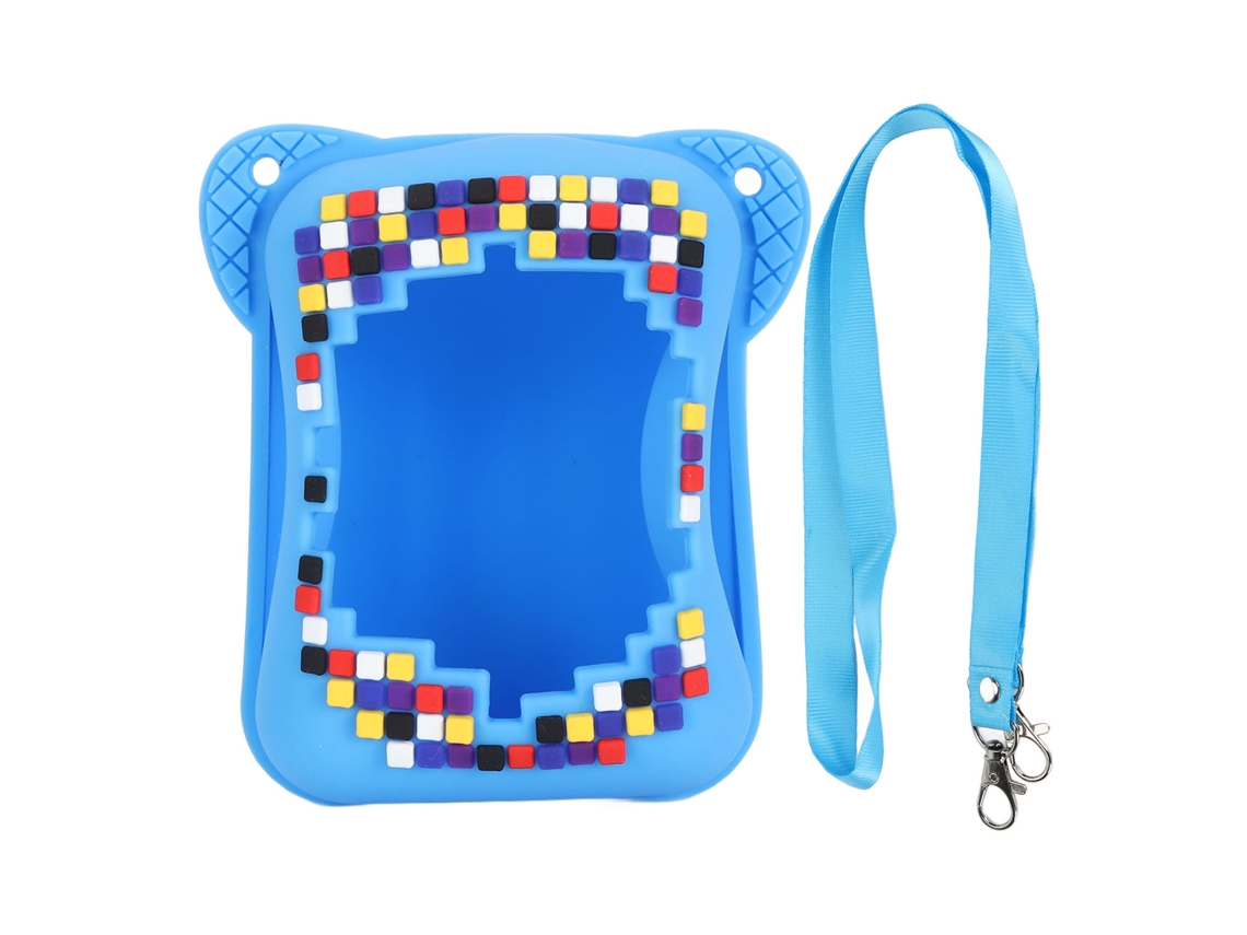 Funda de silicona para mascota digital interactiva Bitzee, con cordón, azul y luz dorada resistente a arañazos