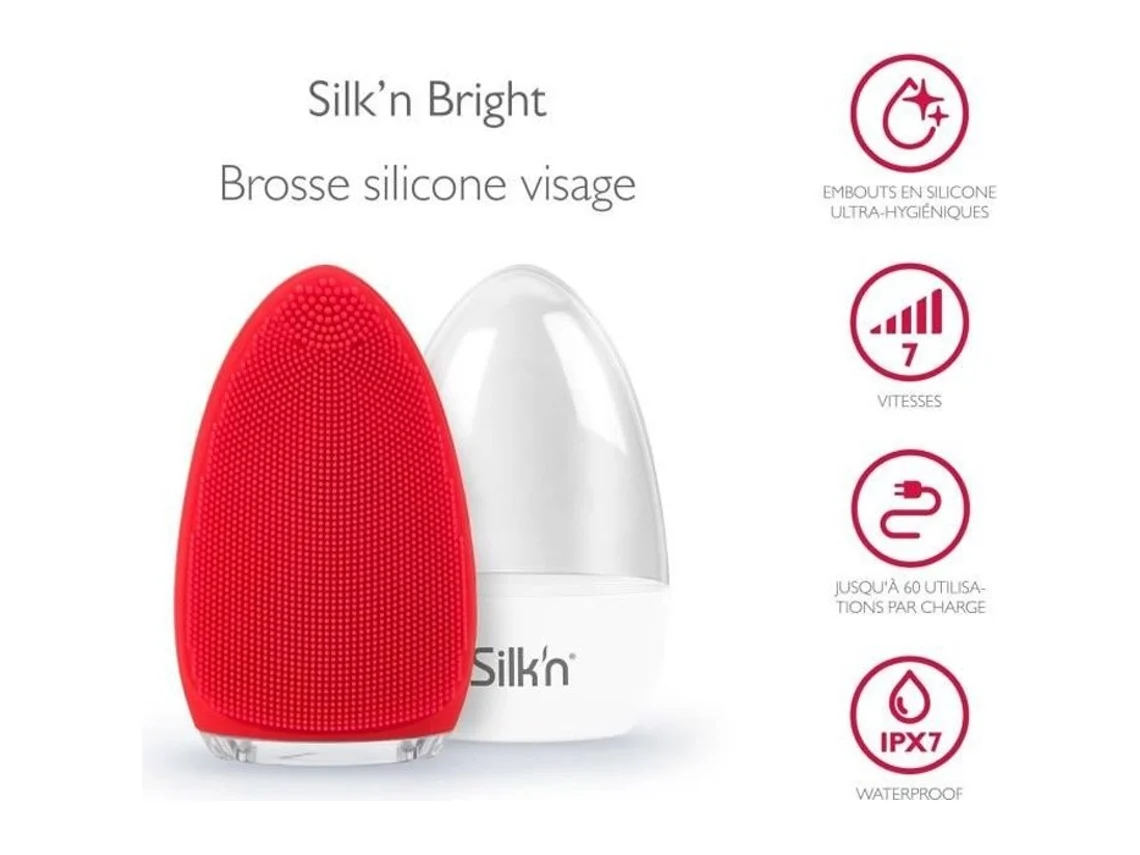 Cepillo De Limpieza Facial Rojo Silkn Bright Recargable Hipoalergénico