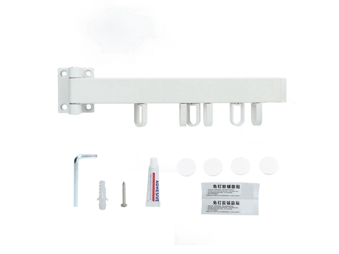 Tendedero Plegable Retráctil De Pared, Ahorra Espacio, Blanco, 30 Cm