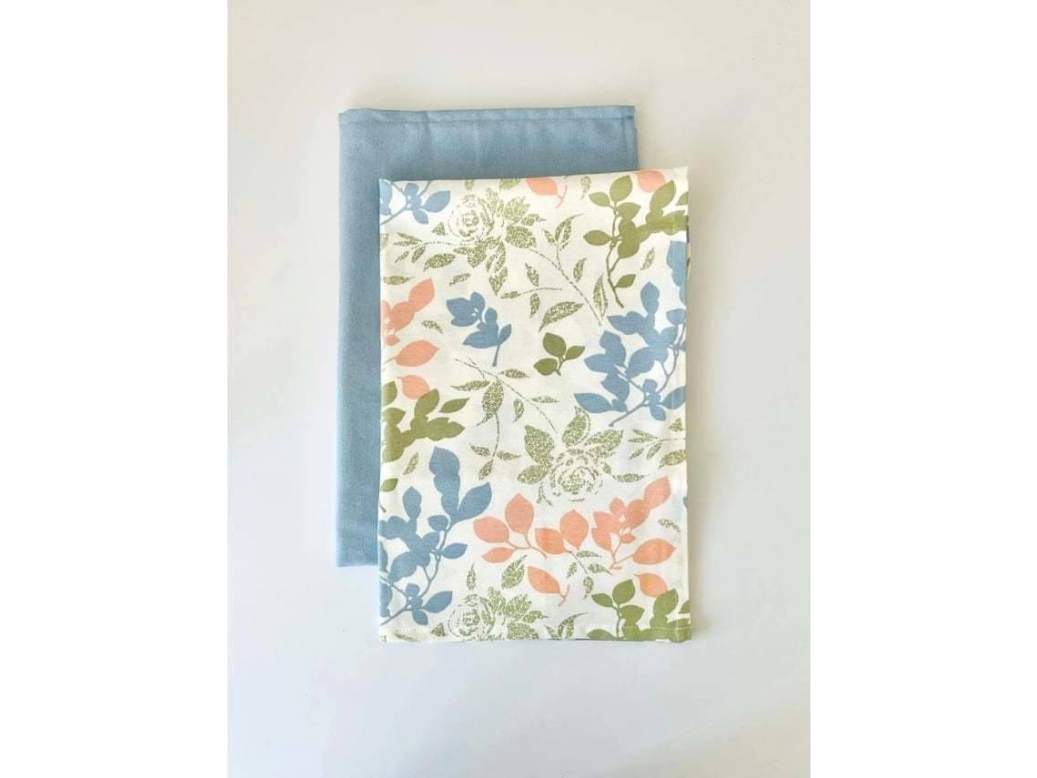 Juego 2 Paños De Cocina ILMH BY I LOVE MY HOME 48x70cm - Estampado Floral Y Azul