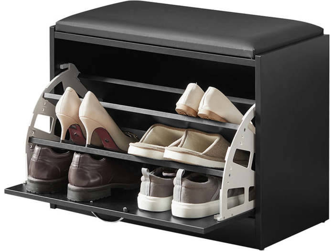 Armario para Zapatos SOBUY FSR16-SCH (Negro - MDF, PU, Esponja - 60 x 30 x 44 cm)