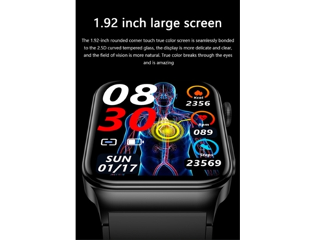 Reloj inteligente, pantalla grande de 1,92 pulgadas, modo multideporte, apto para Android y iPhone, negro VEANXIN
