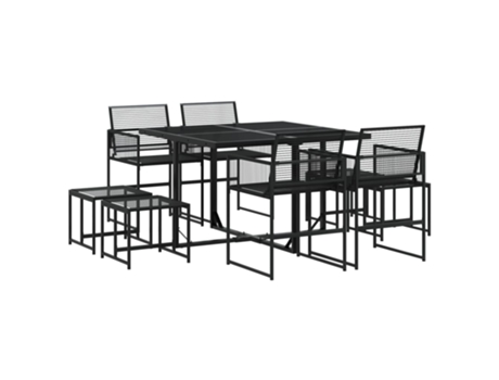 Conjunto 9 de comedor de jardín VIDAXL ratán sintético negro