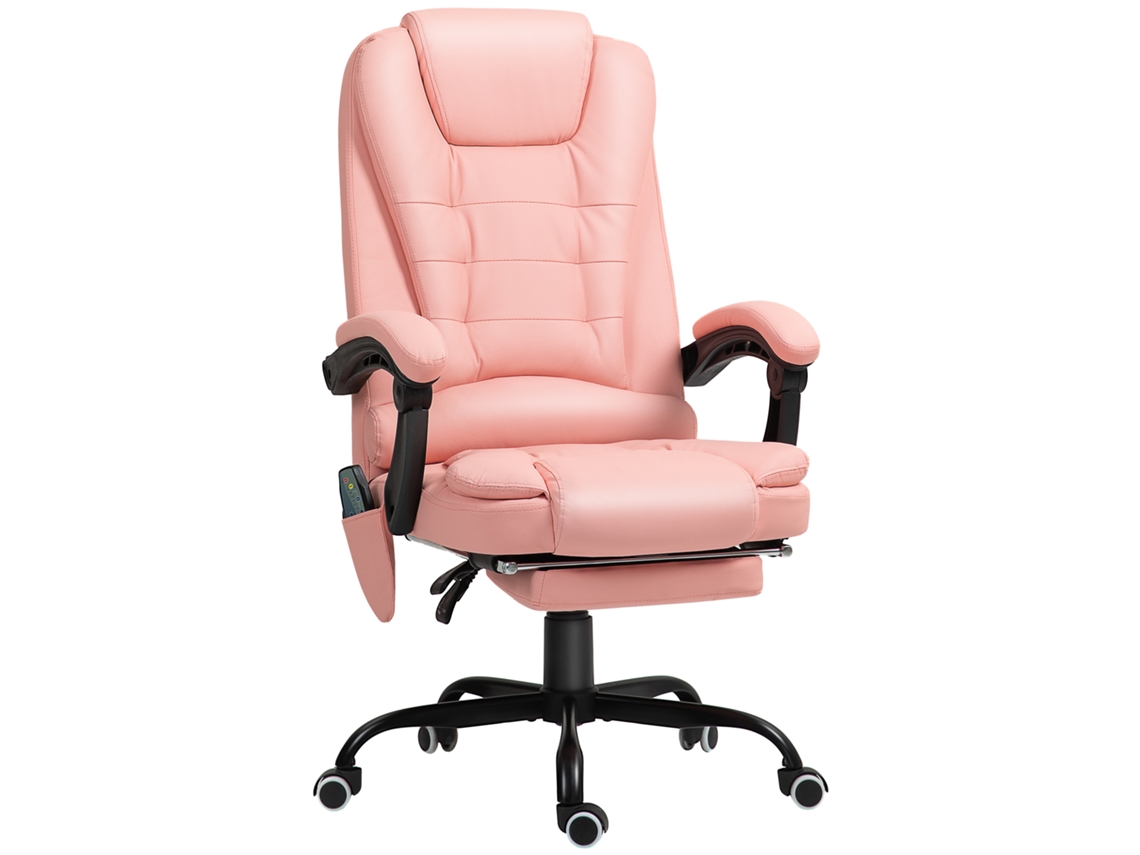 Silla De Oficina Con Masaje De 7 Puntos, Reclinable, Con Mando A Distancia, Capacidad De 120 Kg, Color Rosa.