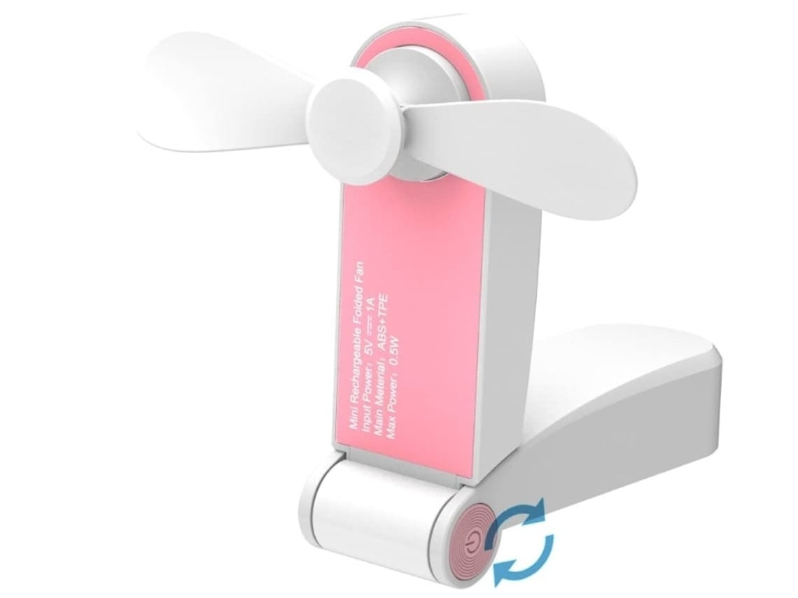 Mini ventilador portátil de bolsillo, recargable por USB, para escritorio, para el hogar o viajes, 2 velocidades, pequeño ventilador portátil, color rosa USHION