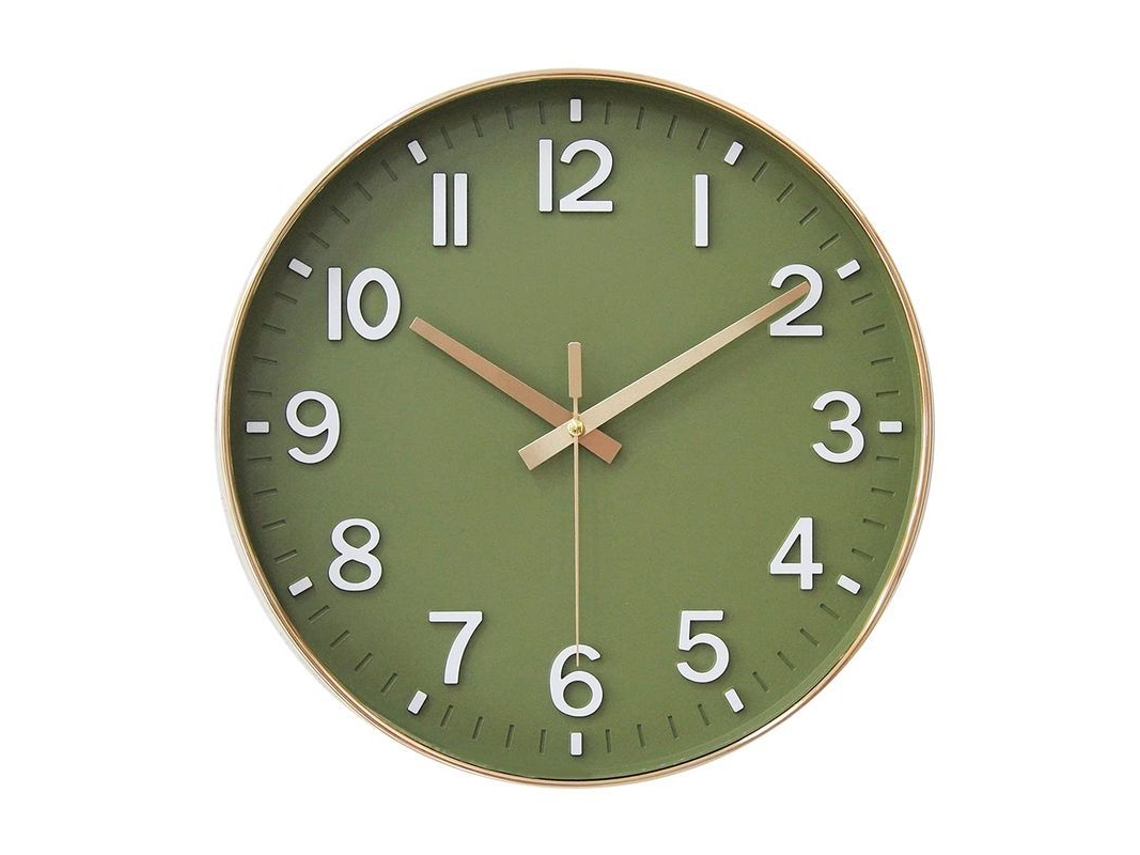 2026-reloj De Pared 12 Pulgadas Silencioso Sin Tictac (verde Dorado)